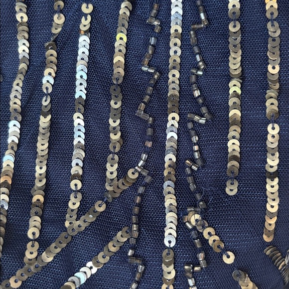 ZARA Navy Blue Long Sleeve Romper with Sequin Short XS - Picture 3 of 6